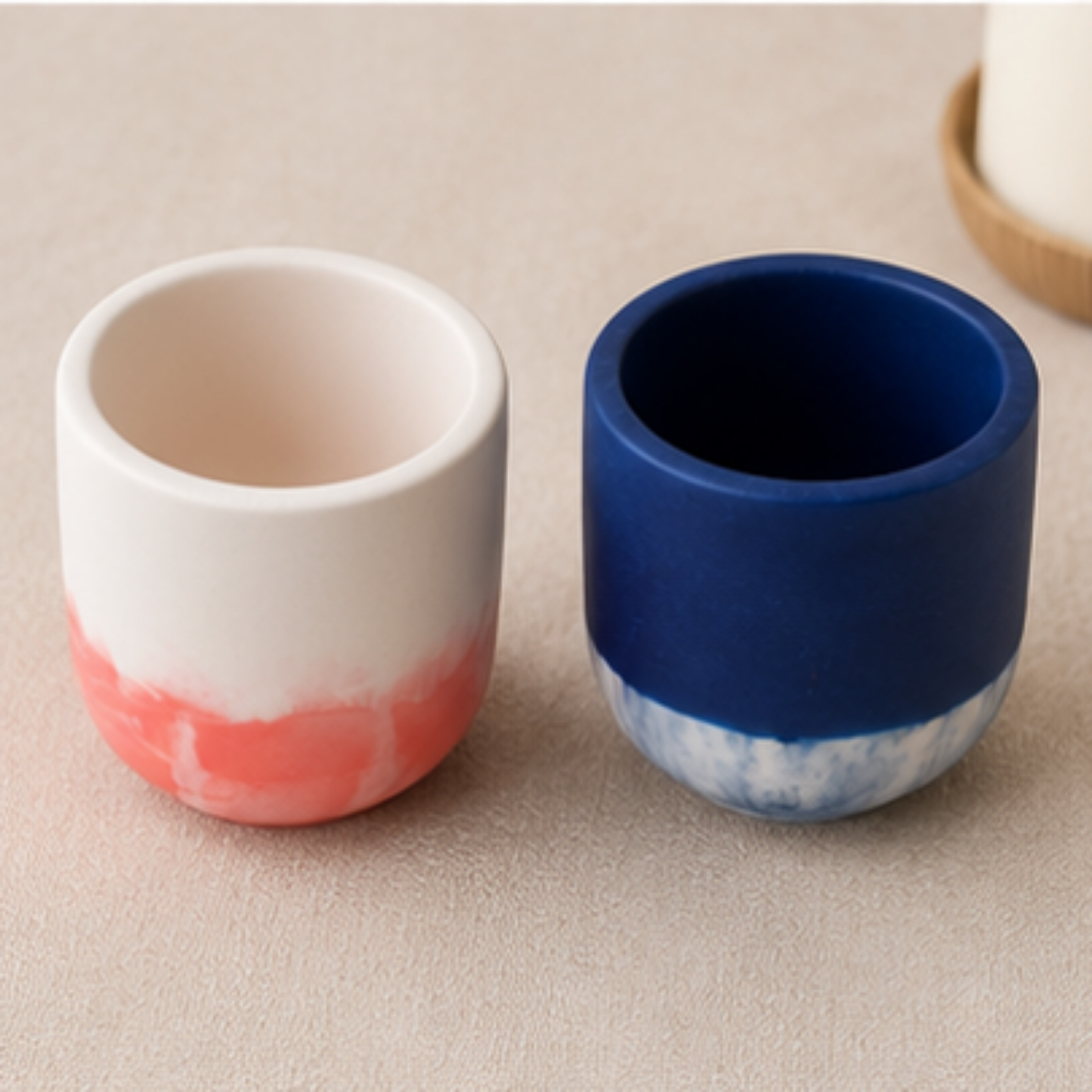 Handcrafted Two-Tone Decorative Pot Set – Red & White / Blue & White