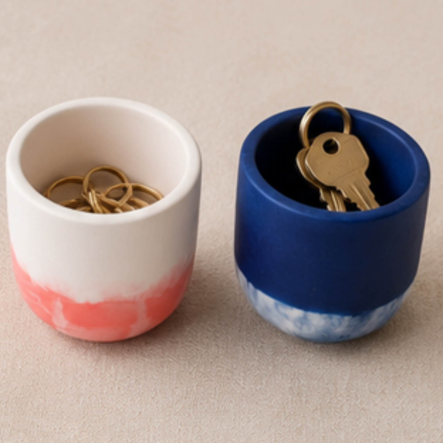 Handcrafted Two-Tone Decorative Pot Set – Red & White / Blue & White