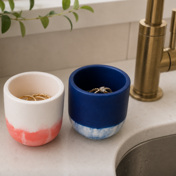 Handcrafted Two-Tone Decorative Pot Set – Red & White / Blue & White