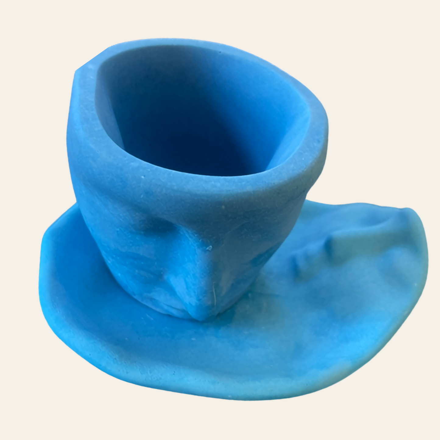 Face Planter Pot with Saucer – Blue