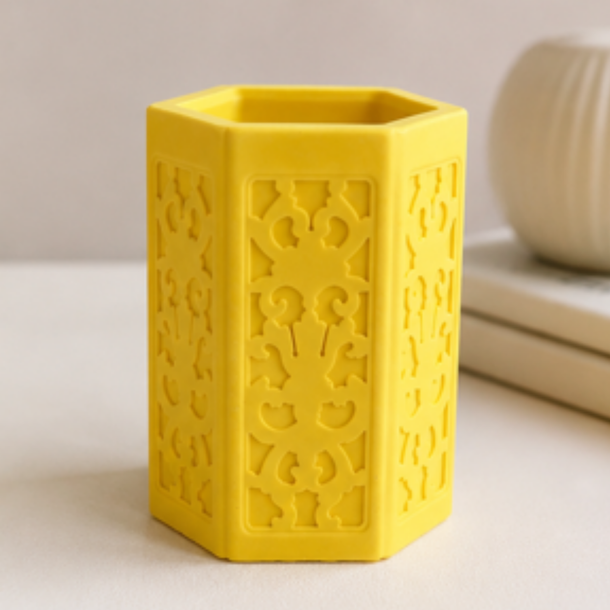 Decorative Hexagon Pencil Pot