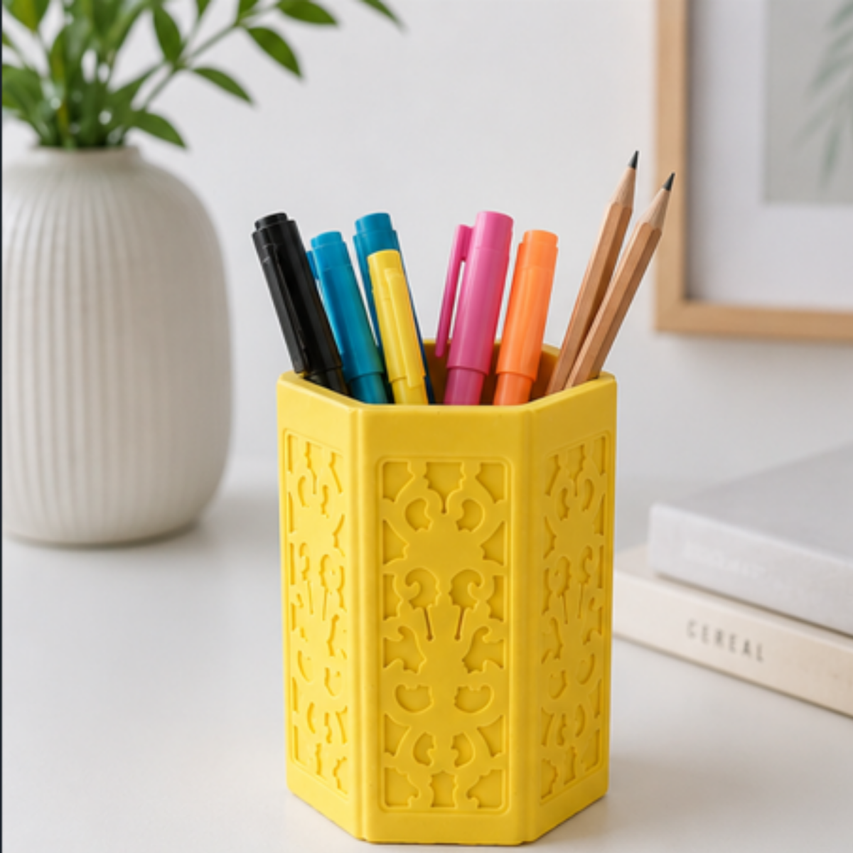 Decorative Hexagon Pencil Pot