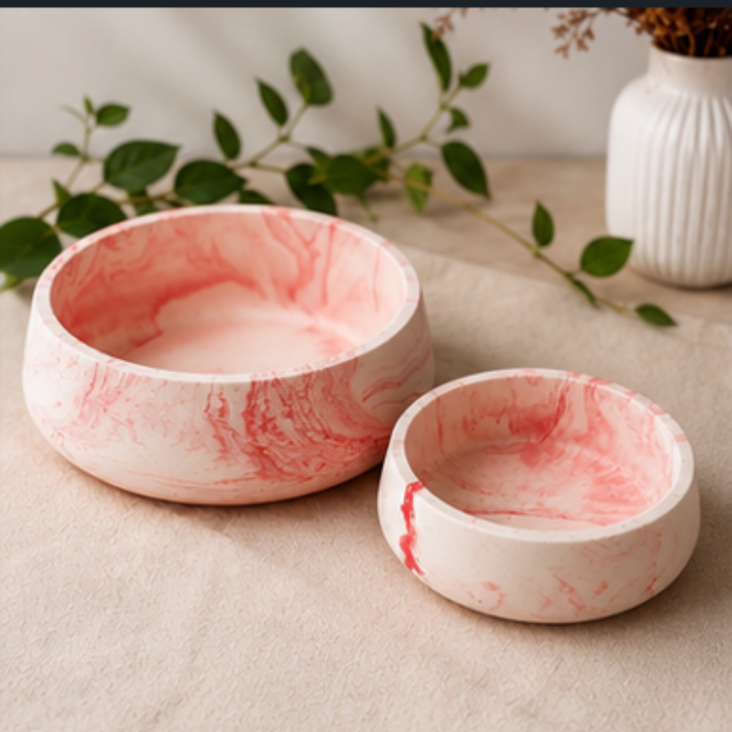 Pink Marble Decorative Bowl Set