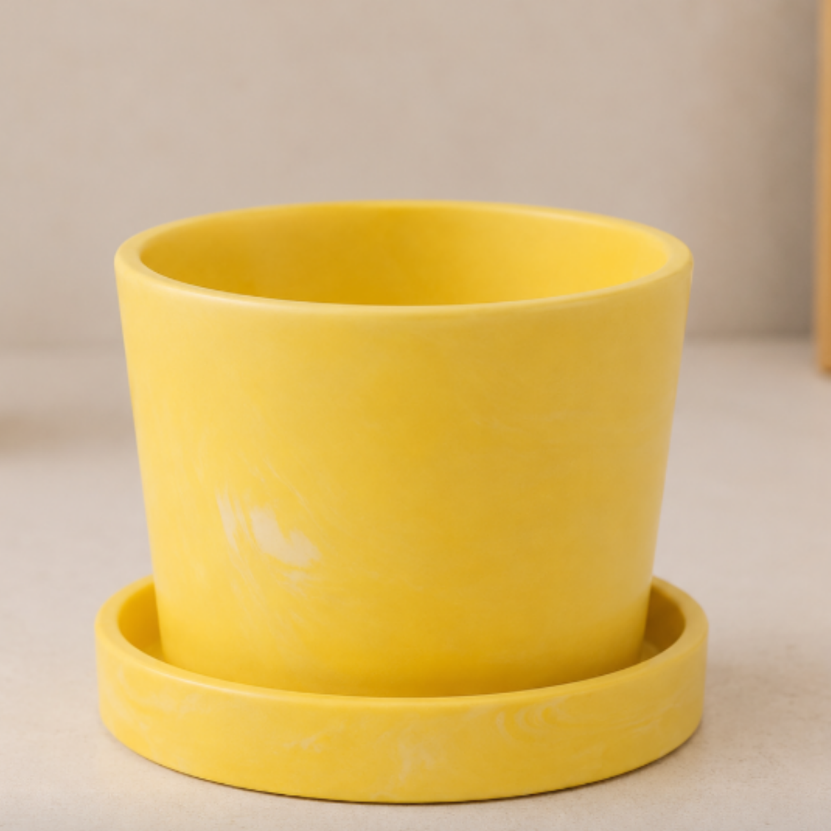 Matte Round Ceramic Planter with Saucer