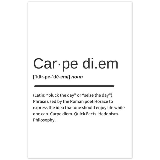 CARPEDIEM Definition Print- Word Art -Black and White Super Quote Wall Decor - Potsforfun