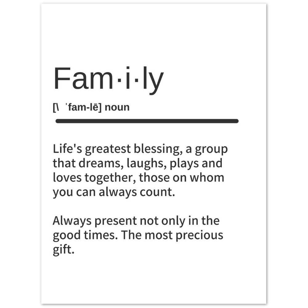 FAMILY Definition Print- Word Art -Black and White Super Quote Wall Decor - Potsforfun