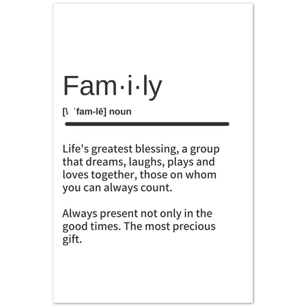 FAMILY Definition Print- Word Art -Black and White Super Quote Wall Decor - Potsforfun