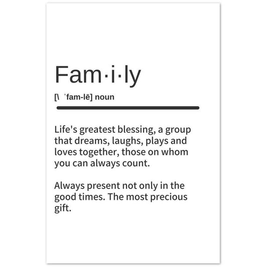 FAMILY Definition Print- Word Art -Black and White Super Quote Wall Decor - Potsforfun