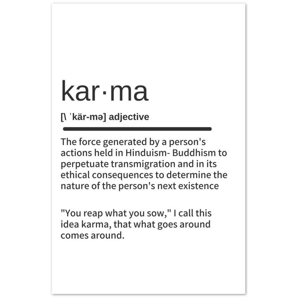 KARMA Definition Print- Word Art -Black and White Super Quote Wall Decor - Potsforfun